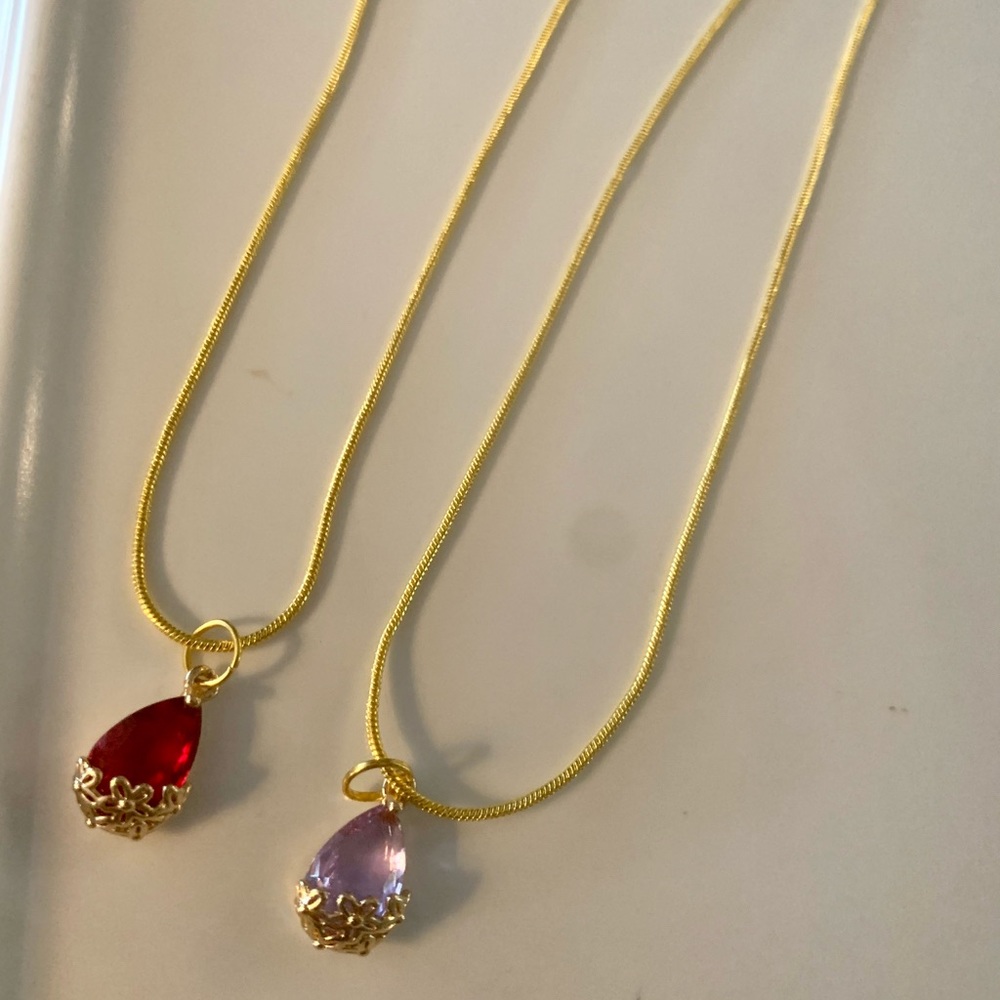 Oval colored gem pendant necklaces, choice of color